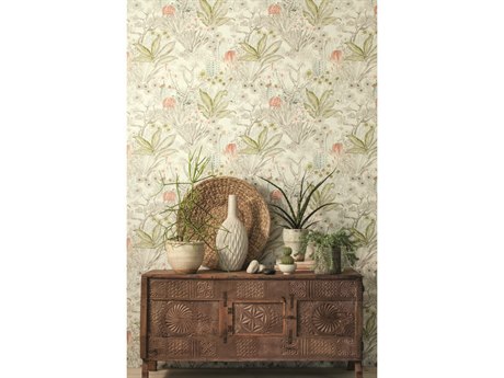York Wallcoverings Outdoors In Grey Flowering Desert Wallpaper