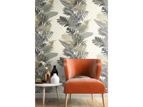York Wallcoverings ON1626 Tropical Oasis Stripe Wallpaper Neutral
