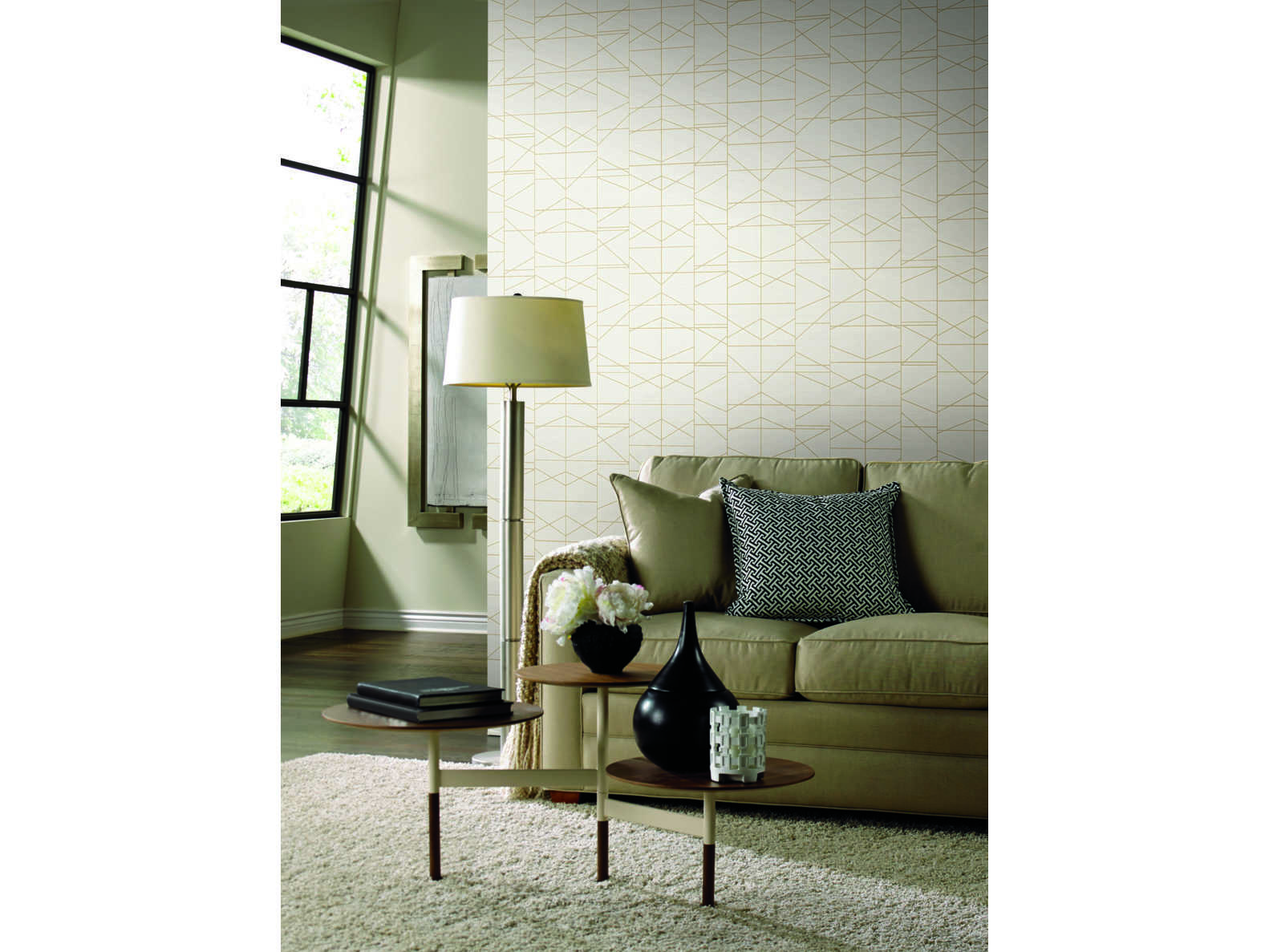 York Wallcoverings Geometric Resource Library Gold / Cream Modern  Perspective Wallpaper | YWGM7543