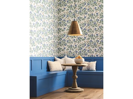 York Wallcoverings Periwinkle / Sage Peonies Wallpaper