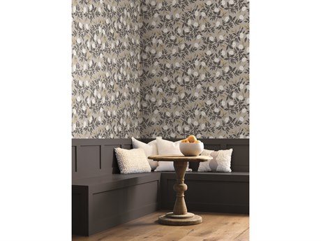 York Wallcoverings Gray Peonies Wallpaper