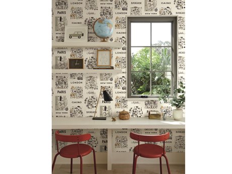York Wallcoverings Gray / Gold City Maps Wallpaper