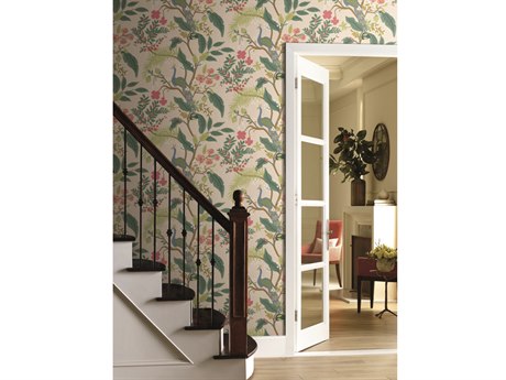 York Wallcoverings Light Pink Peacock Wallpaper