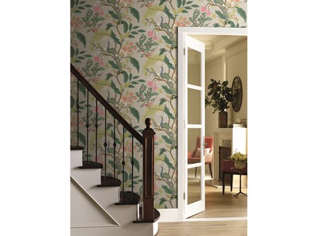 York Wallcoverings Linen Peacock Wallpaper