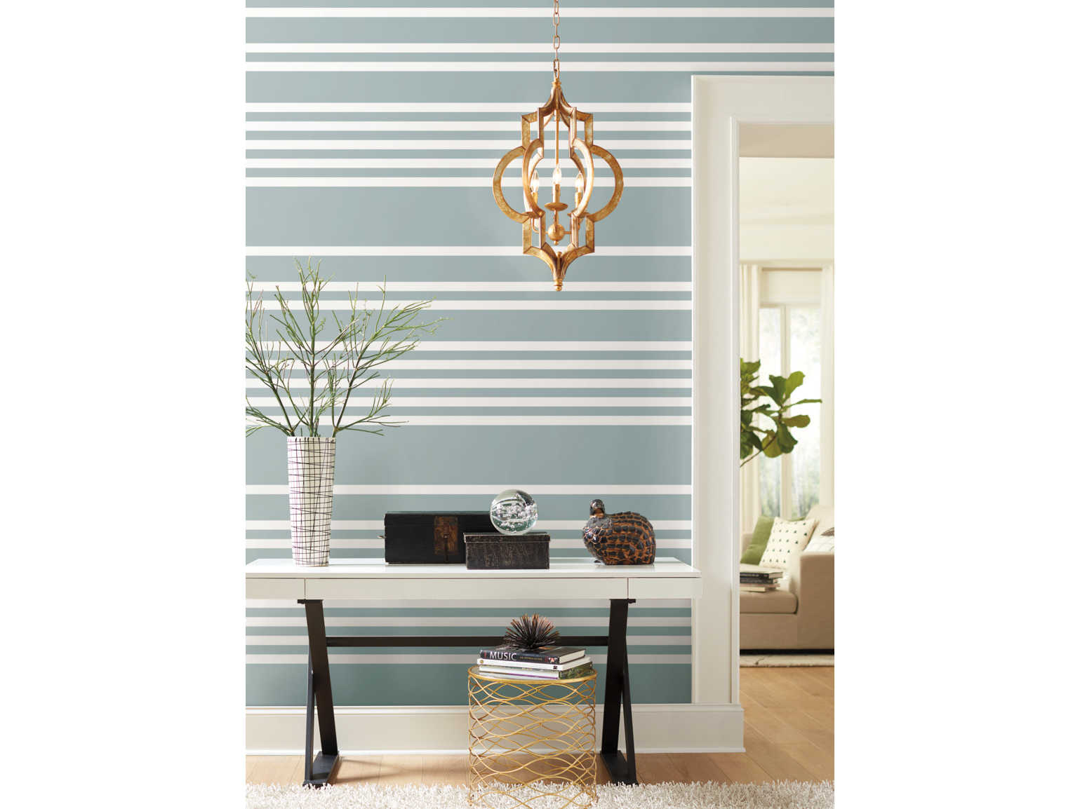 York Wallcoverings Stripes Resource Library Light Blue Scholarship