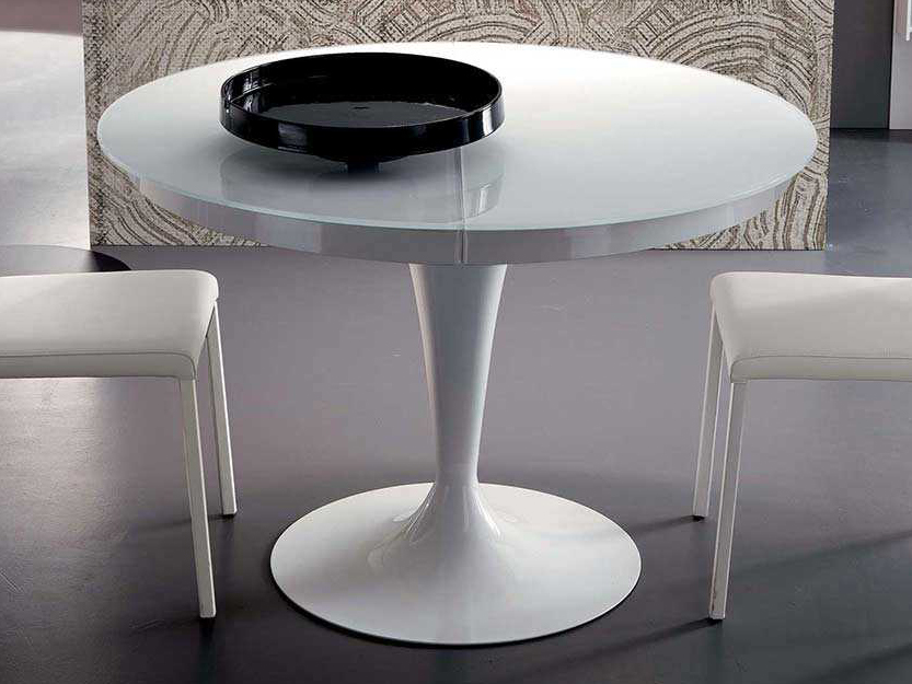 Yumanmod Elise High Gloss White 46 5, White Round Dining Table Extendable
