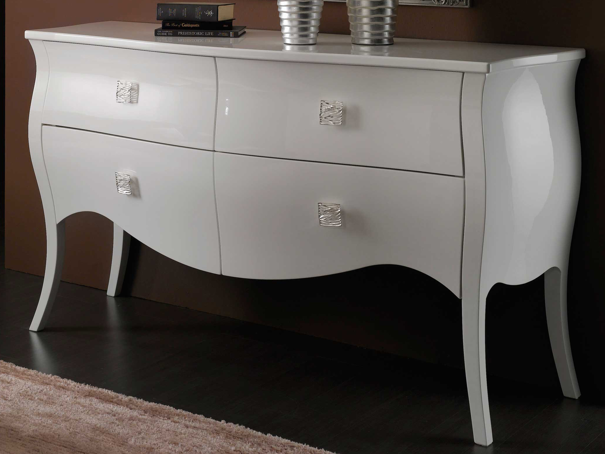 Yumanmod Victoria White High Gloss Lacquer 4 Drawers Double