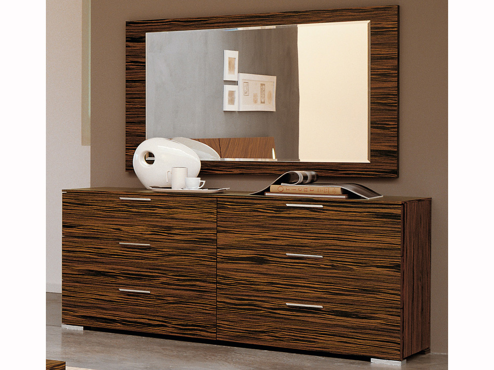 6 Drawer Double Dresser With Mirror, Mirrored 6 Drawer Double Dresser