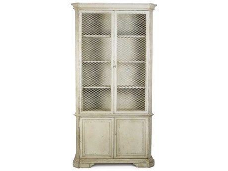 Zentique Pine Wood Distressed Taupe Display Cabinet