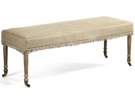 Zentique Hemp Linen Cream Upholstered Accent Bench