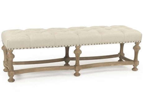 Zentique Natural Linen Cream Upholstered Accent Bench