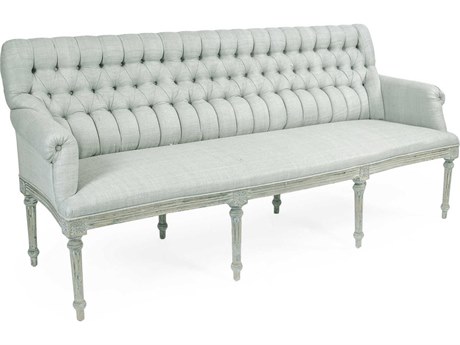 Zentique Seafoam Green Raw Silk Upholstered Accent Bench
