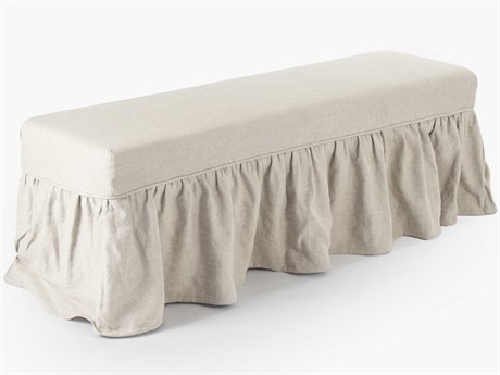 Zentique Linen Cotton Cream Upholstered Accent Bench