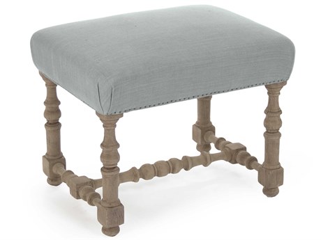 Zentique Blue Linen Upholstered Accent Stool