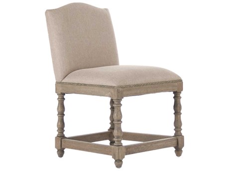 Zentique Aria Oak Wood Beige Upholstered Side Dining Chair