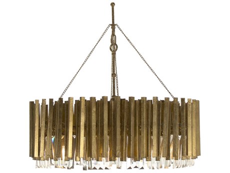 Zentique 8-Light Gold Leaf Crystal Chandelier