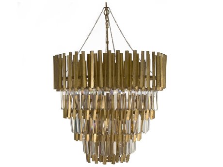 Zentique 4-Light Gold Leaf Crystal Candelabra Chandelier