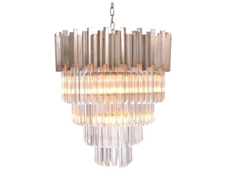 Zentique 6-Light Distressed Gold Crystal Glass Tiered Chandelier