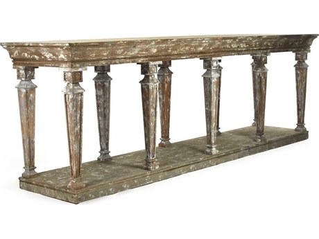 Zentique Rectangular Wood Distressed Umber Brown Console Table