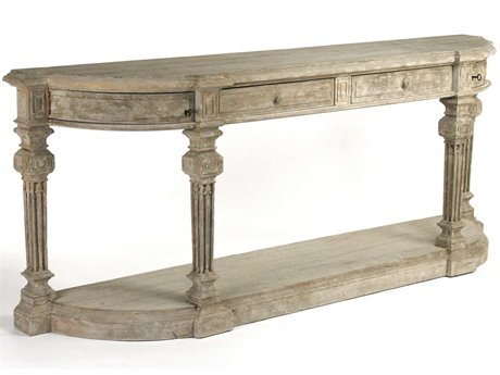 Zentique Demilune Wood Distressed Console Table