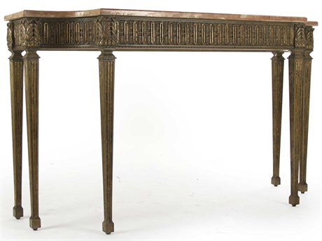 Zentique Demilune Marble Distressed Copper Console Table