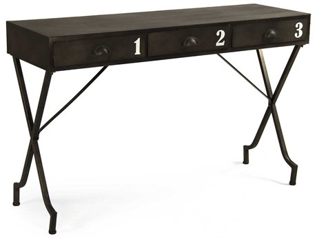 Zentique Rectangular Metal Dark Bronze Black Console Table