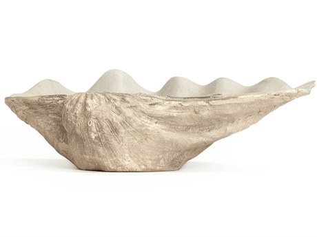 Zentique Off-White / Taupe Tridacna Half Shell Decorative Bowl