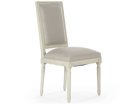 Zentique Louis Tufted Oak Wood Gray Upholstered Side Dining Chair