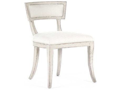 Zentique Birch Wood White Upholstered Side Dining Chair
