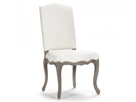 Zentique Birch Wood White Upholstered Side Dining Chair