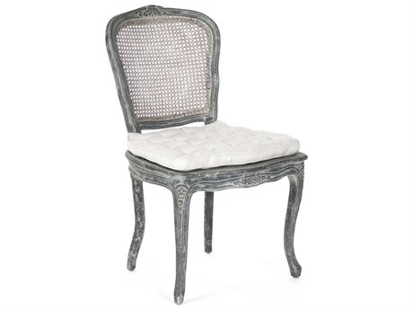 Zentique Birch Wood Blue Upholstered Side Dining Chair