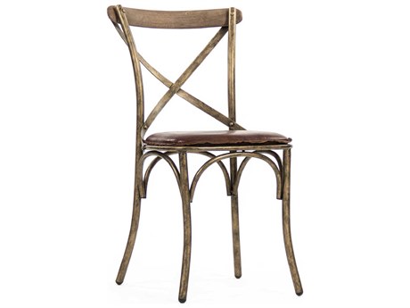 Zentique Leather Brown Upholstered Side Dining Chair