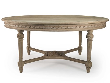 Zentique Round Wood Dry Natural Elm Dining Table