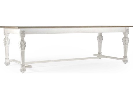 Zentique Rectangular Wood Natural Distressed White Dining Table