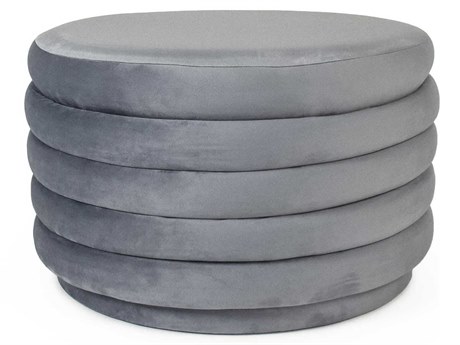 Zentique Pale Blue Velvet Upholstered Ottoman