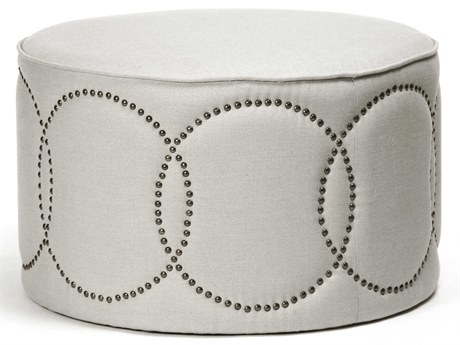 Zentique Natural Linen Cream Upholstered Ottoman