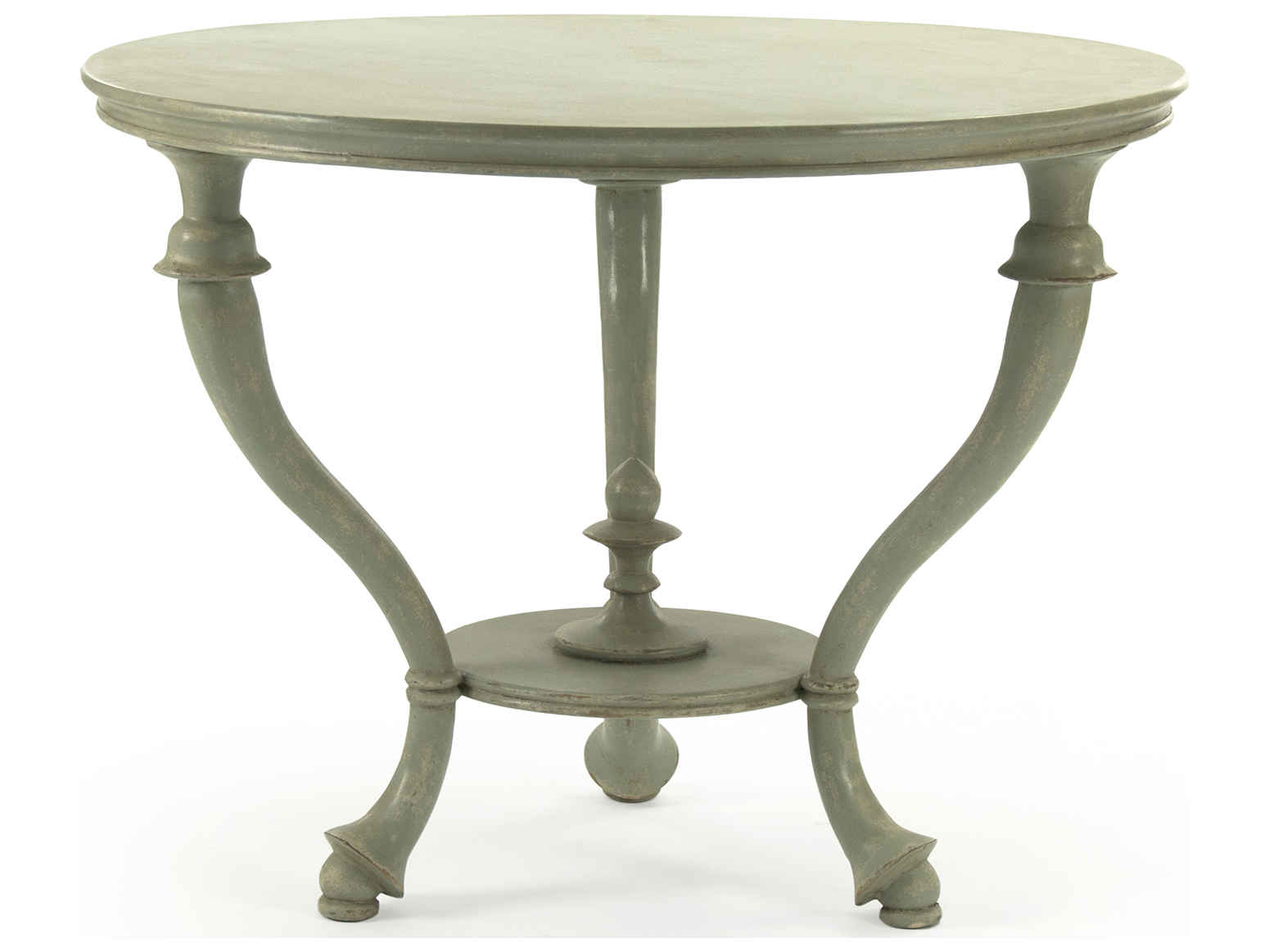 Zentique Distressed Sage 35 Wide Round Foyer Table Zenlis1525120b