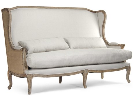 Zentique Leon Natural Linen Jute Cream Upholstered Loveseat