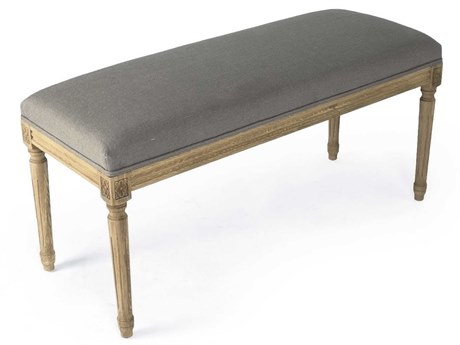Zentique Lille Grey Linen Upholstered Accent Bench