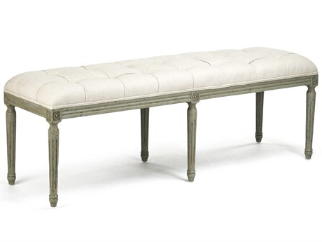 Zentique Louis White Upholstered Accent Bench