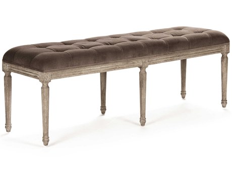 Zentique Louis Brown Velvet Upholstered Accent Bench
