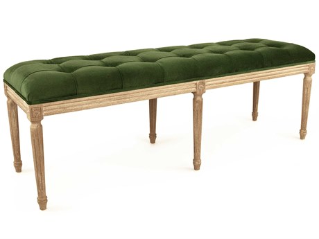 Zentique Louis Green Velvet Upholstered Accent Bench