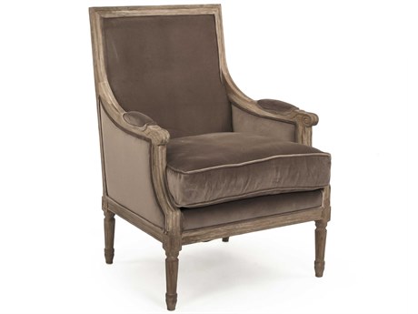 Zentique Louis Brown Fabric Accent Chair