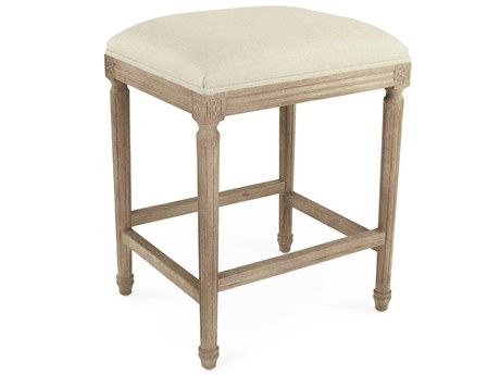 Zentique Louis Upholstered Oak Wood Natural Linen Counter Stool