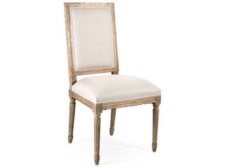 Zentique Louis Tufted Oak Wood Beige Upholstered Side Dining Chair