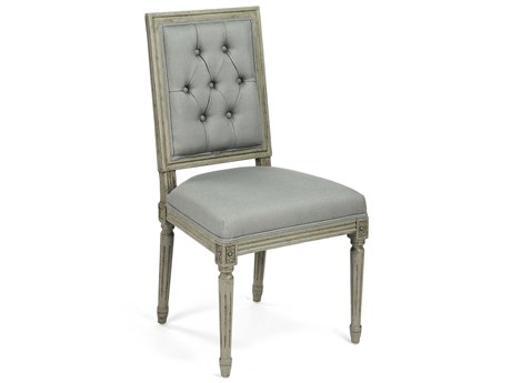 Zentique Louis Birch Wood Gray Upholstered Side Dining Chair