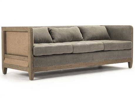 Zentique Green Moss Linen Gray Upholstered Loveseat