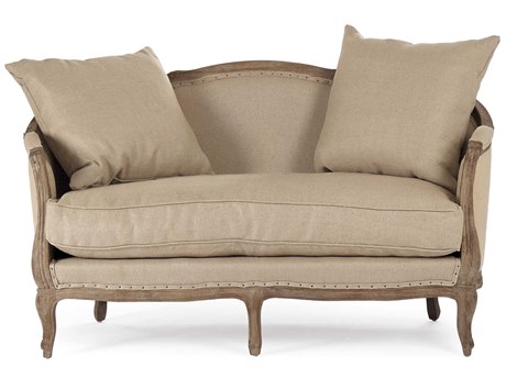 Zentique Maison Hemp Linen Brown Upholstered Loveseat