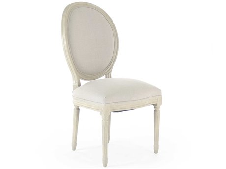 Zentique Medallion Birch Wood White Upholstered Side Dining Chair