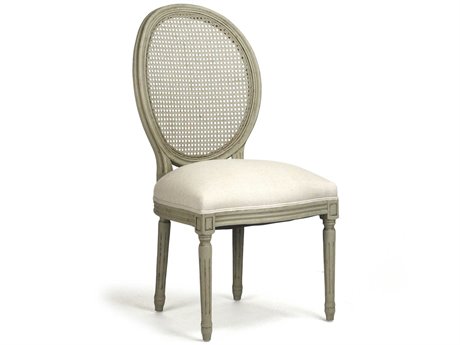 Zentique Medallion Birch Wood Beige Upholstered Side Dining Chair